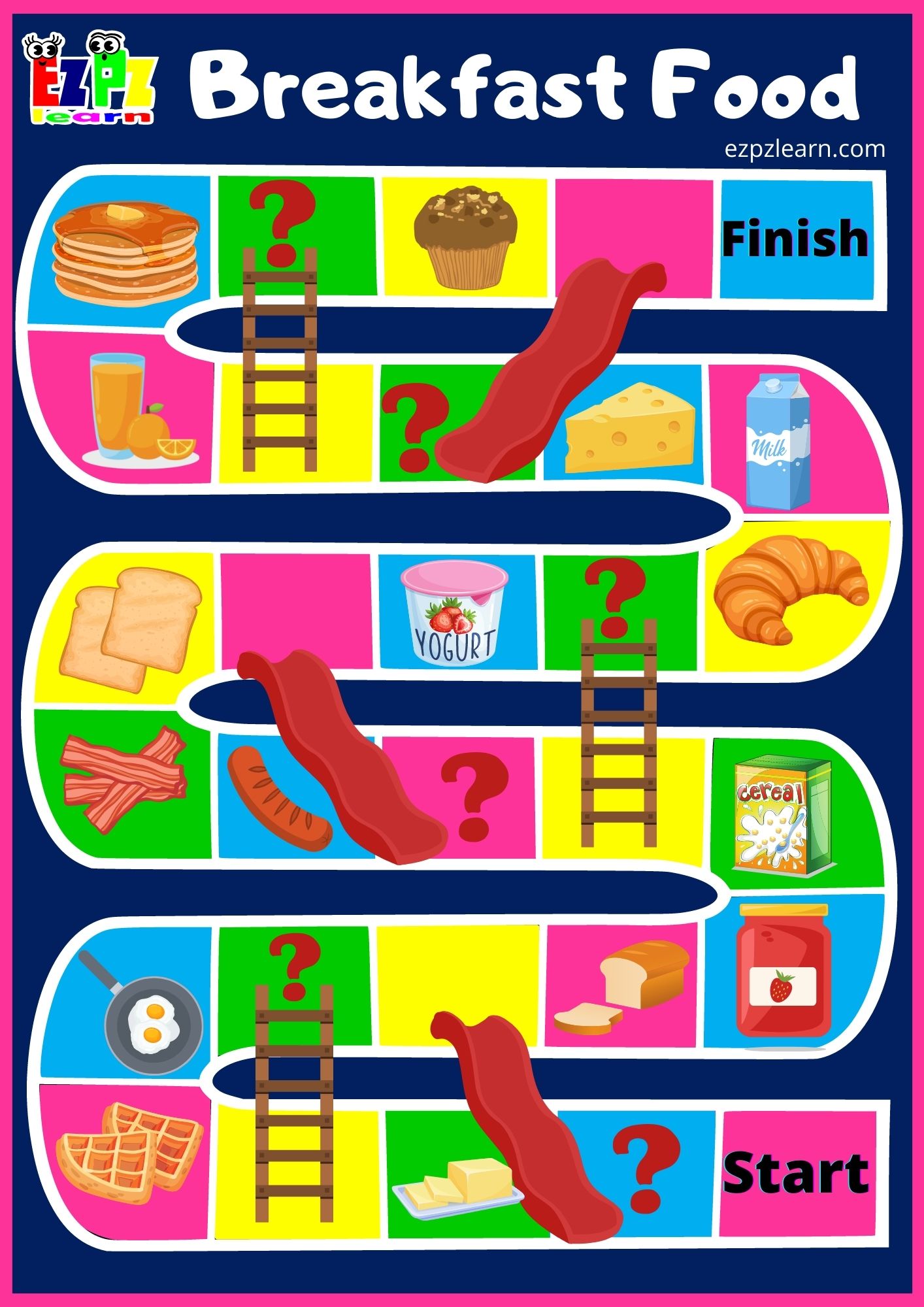 Breakfast Food Slides and Ladders Game